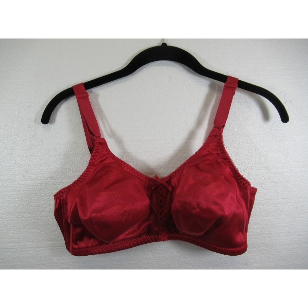 Bali Double Support Satin Bra 38D Red Wireless Unlined 3820